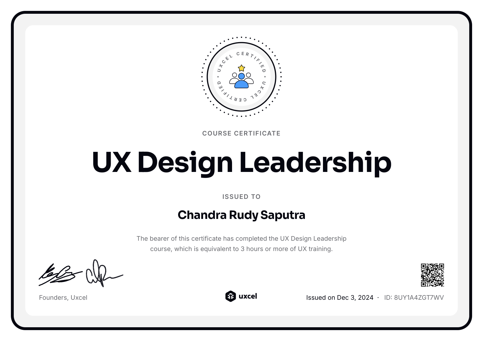 Chandra Rudy Saputra's certificate